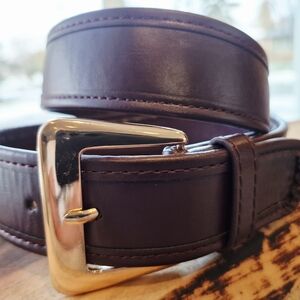 Men's Leather Belt with Gold Buckle